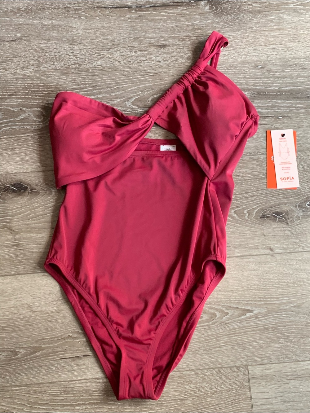 SOFIA by Sofia Vergara One-Piece Swimsuit Burgundy Red Size M NWT